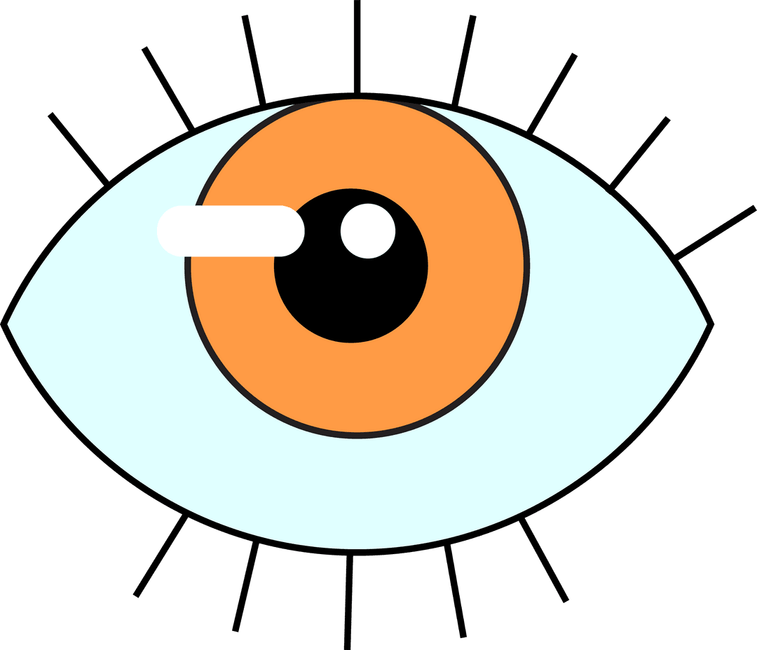 Stylized Eye Icon with Orange Iris on Transparent Background