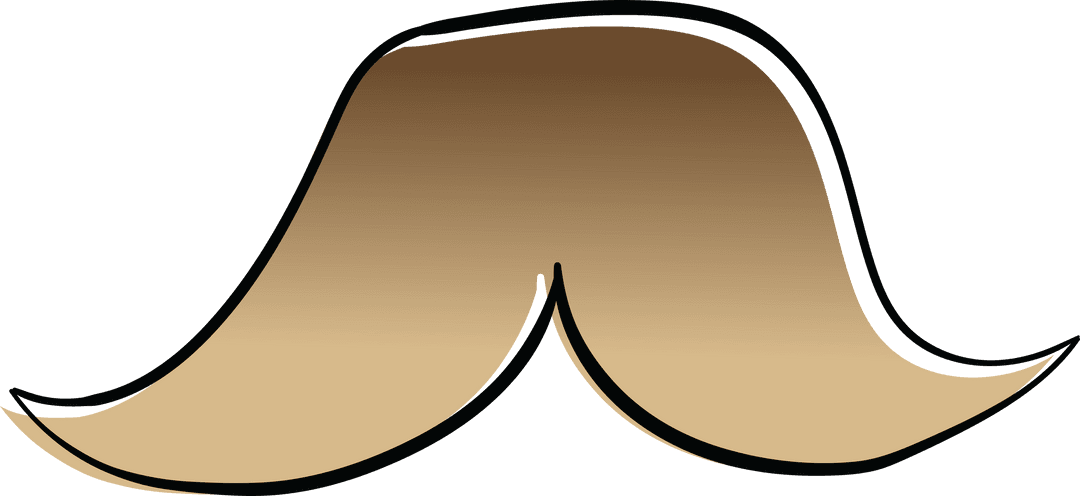 Stylish Brown Moustache Vector Isolated on Transparent Background