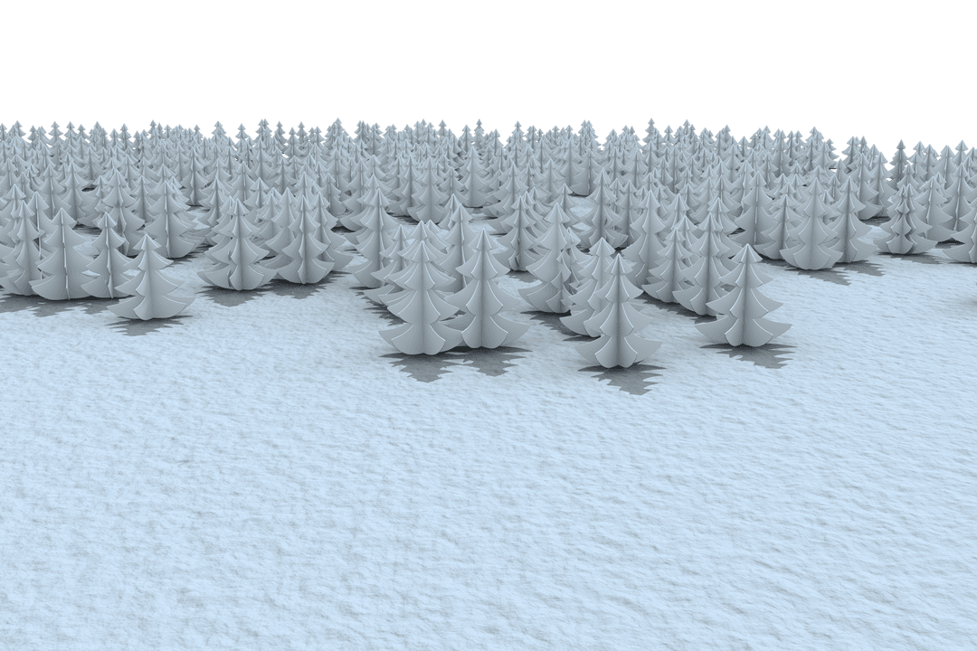 Transparent Forest of 3D Christmas Trees on Snowy Field