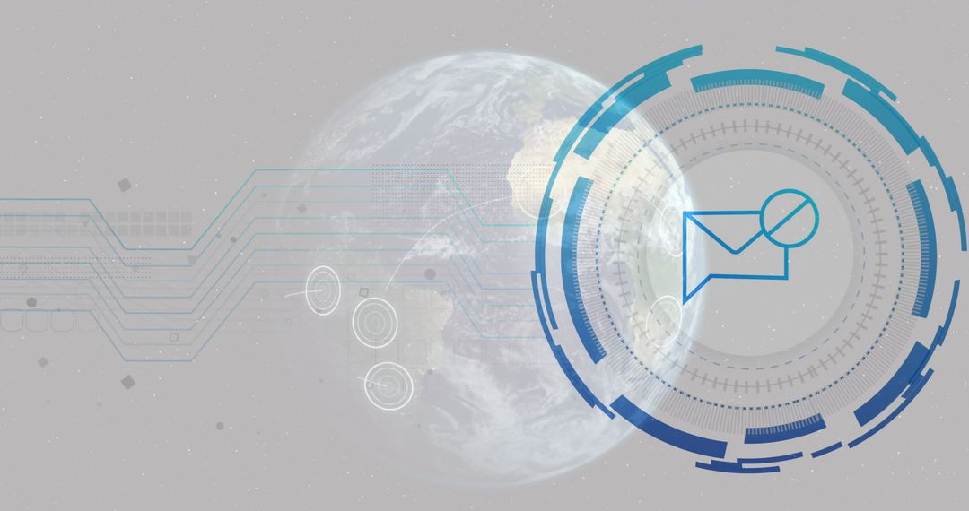 Futuristic Email Interface With Earth and Digital Elements
