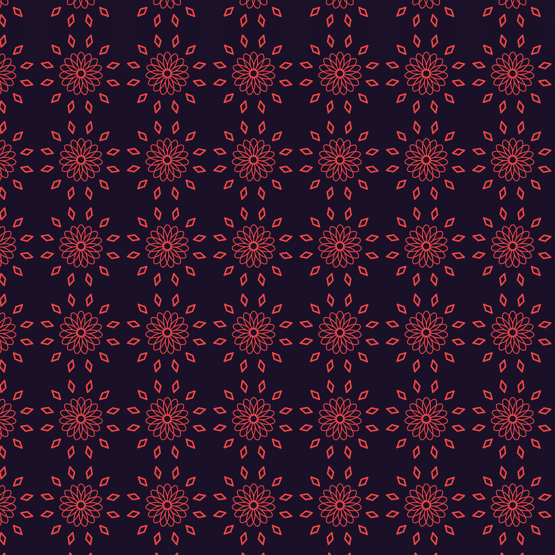 Seamless Black and Red Floral Pattern on Transparent Background