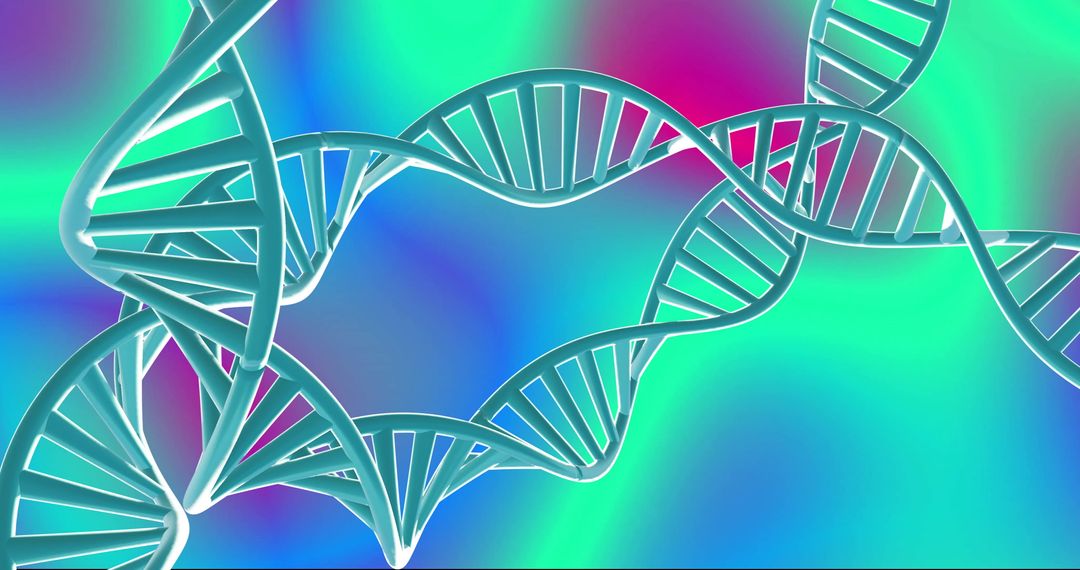 Digital DNA Helix with Abstract Neon Background