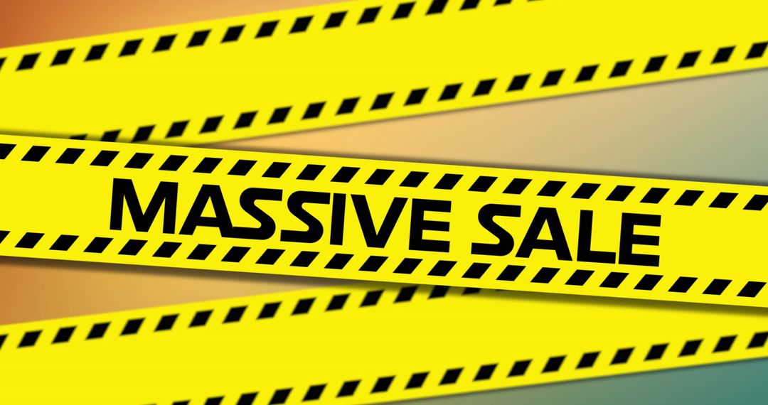 Massive Sale Banner with Bold Typography on Yellow Caution Tapes