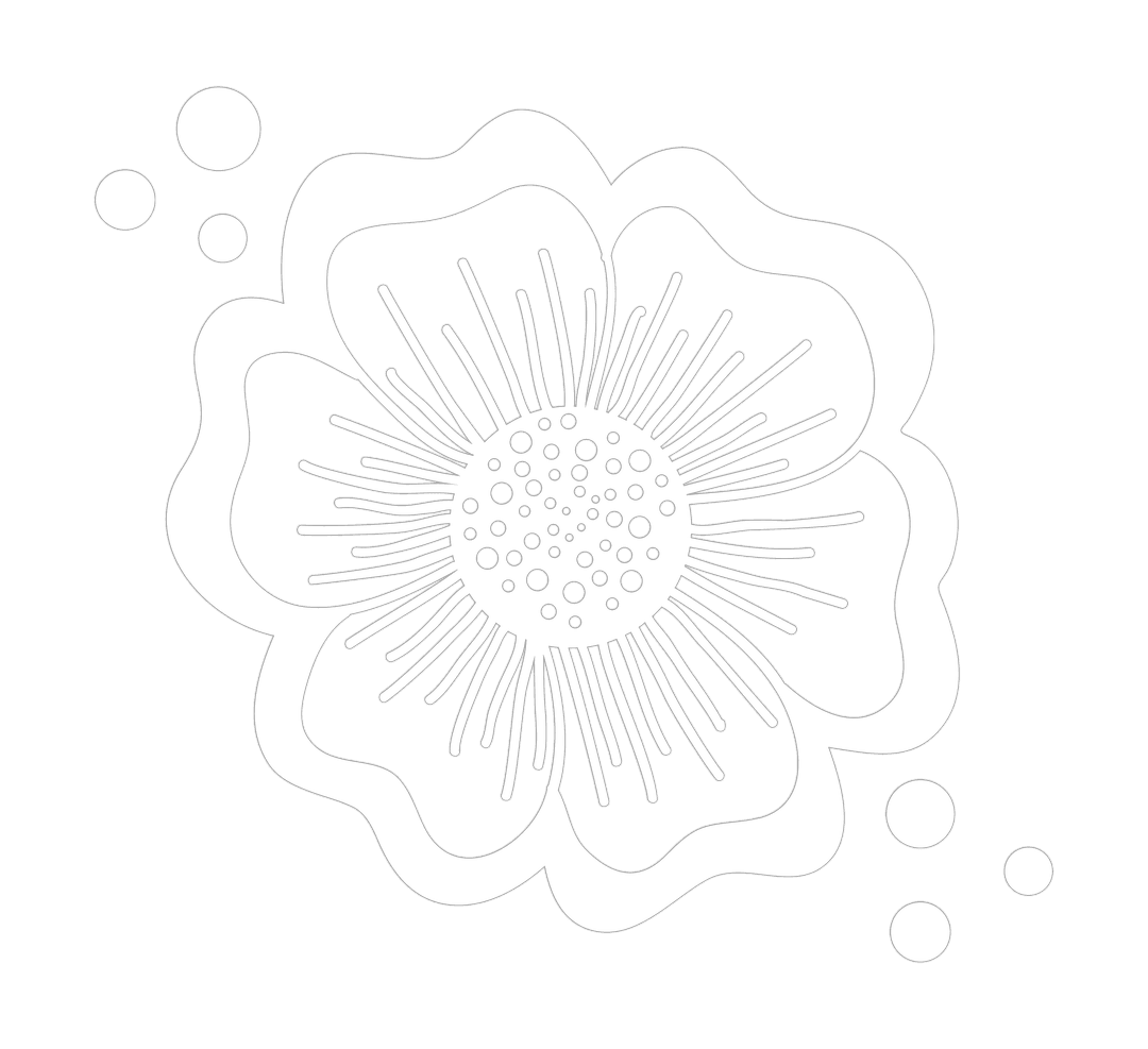 Minimalist White Floral Artwork on Transparent Background