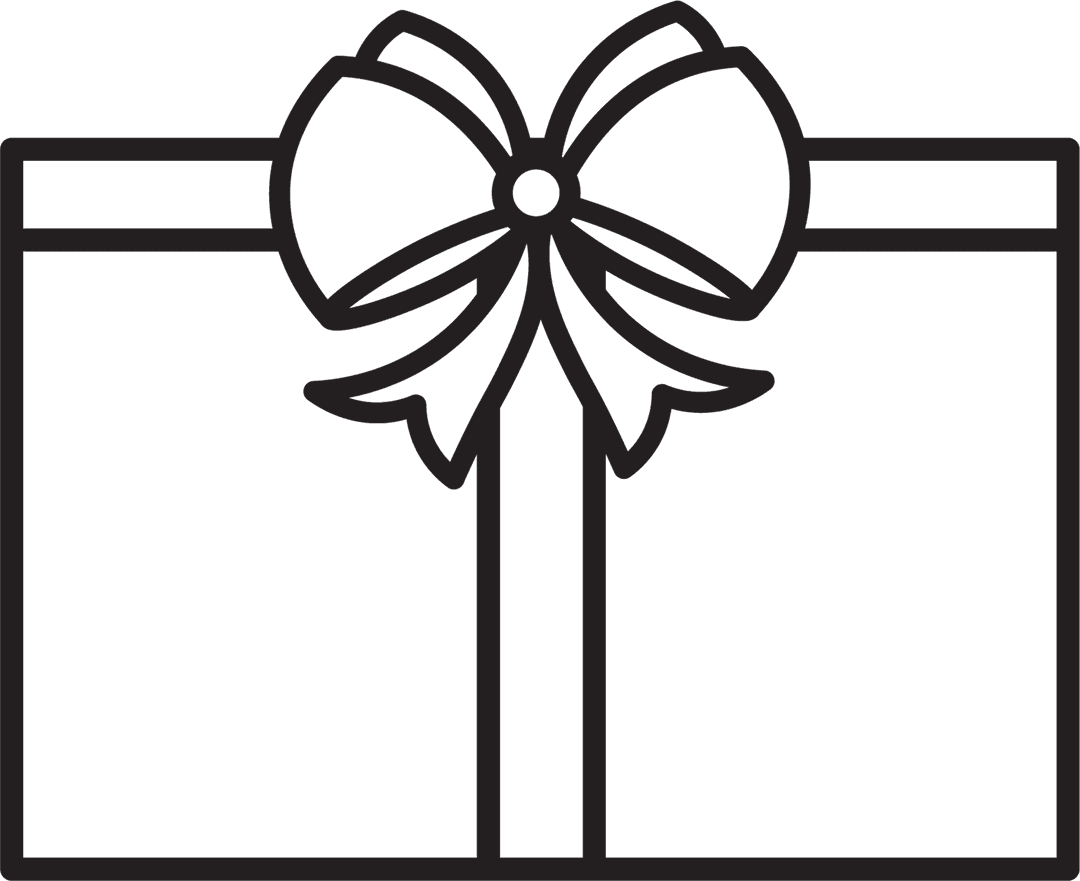 Gift Box Outline with Bow on Transparent Background