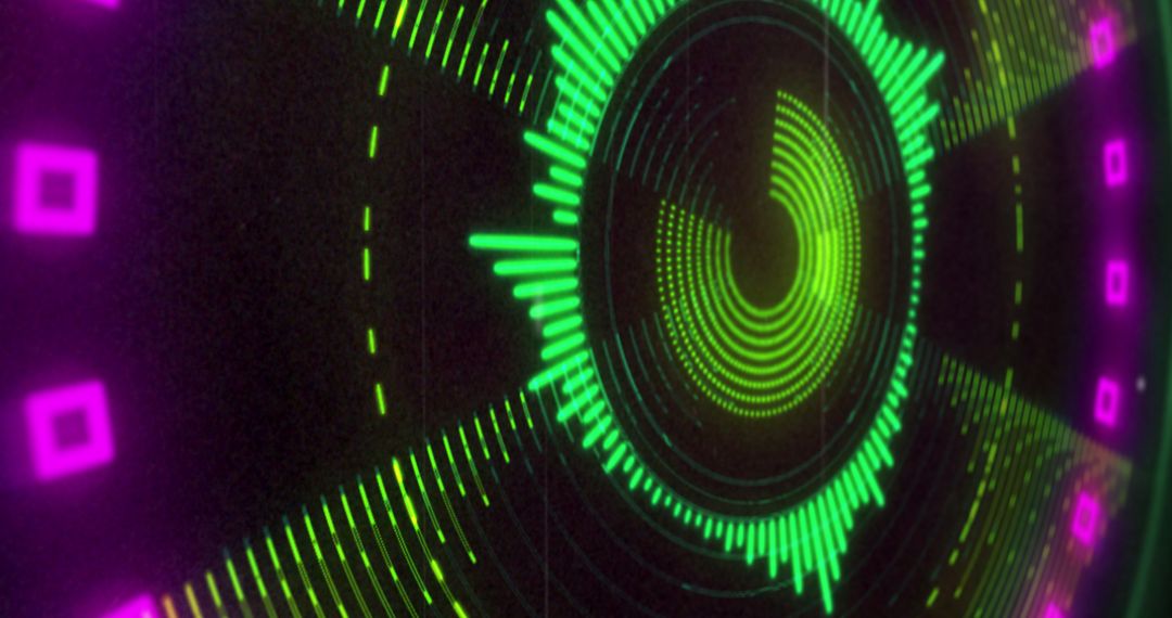 Energetic Circular Neon 3D Light Display on Black