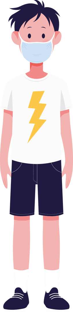 Young Boy Wearing Face Mask Icon on Transparent Background