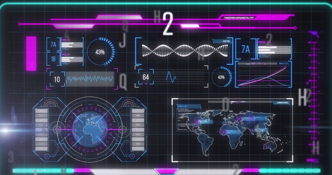 Futuristic Interface with Global Business Data Elements