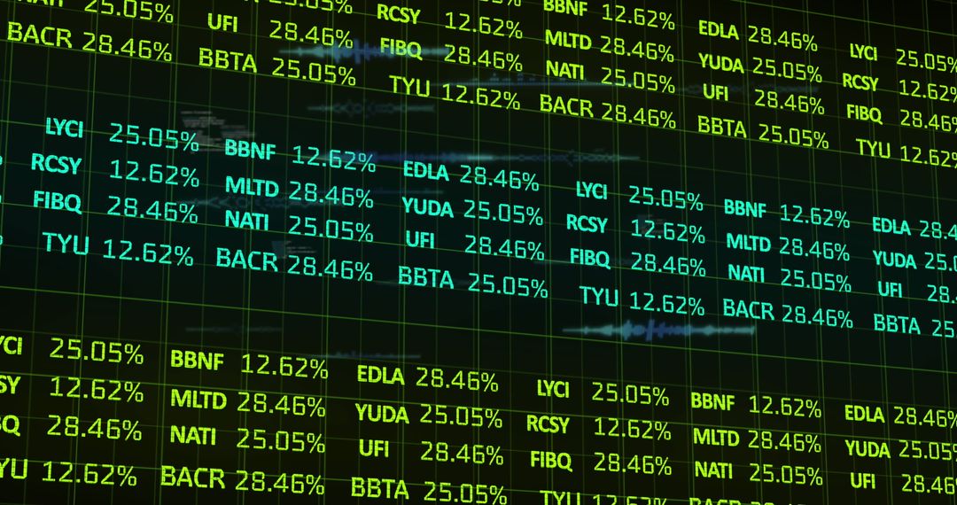 Stock Data Display on Digital Screen with Financial Information
