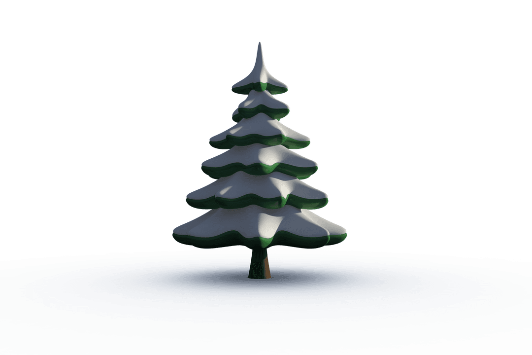 Transparent Snowy Christmas Tree on White Background