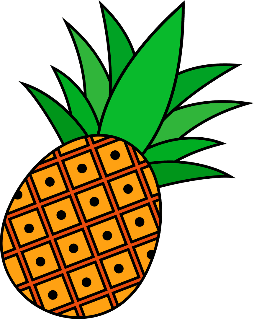Stylized Pineapple with Grid Pattern on Transparent Background