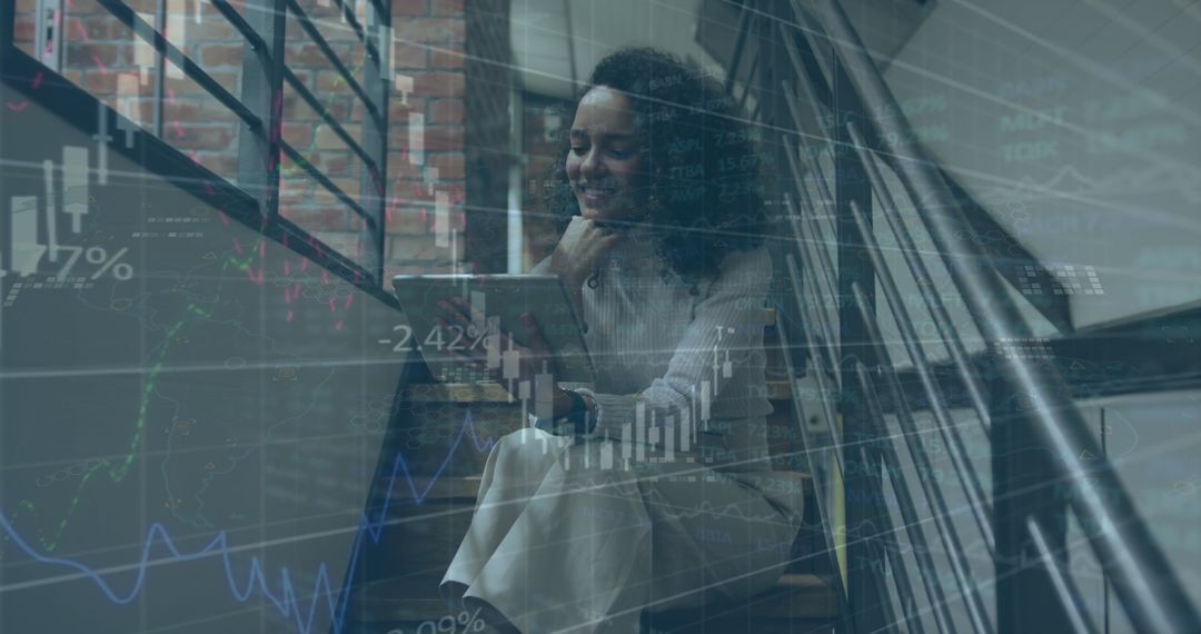 Modern Businesswoman Analyzing Digital Financial Data