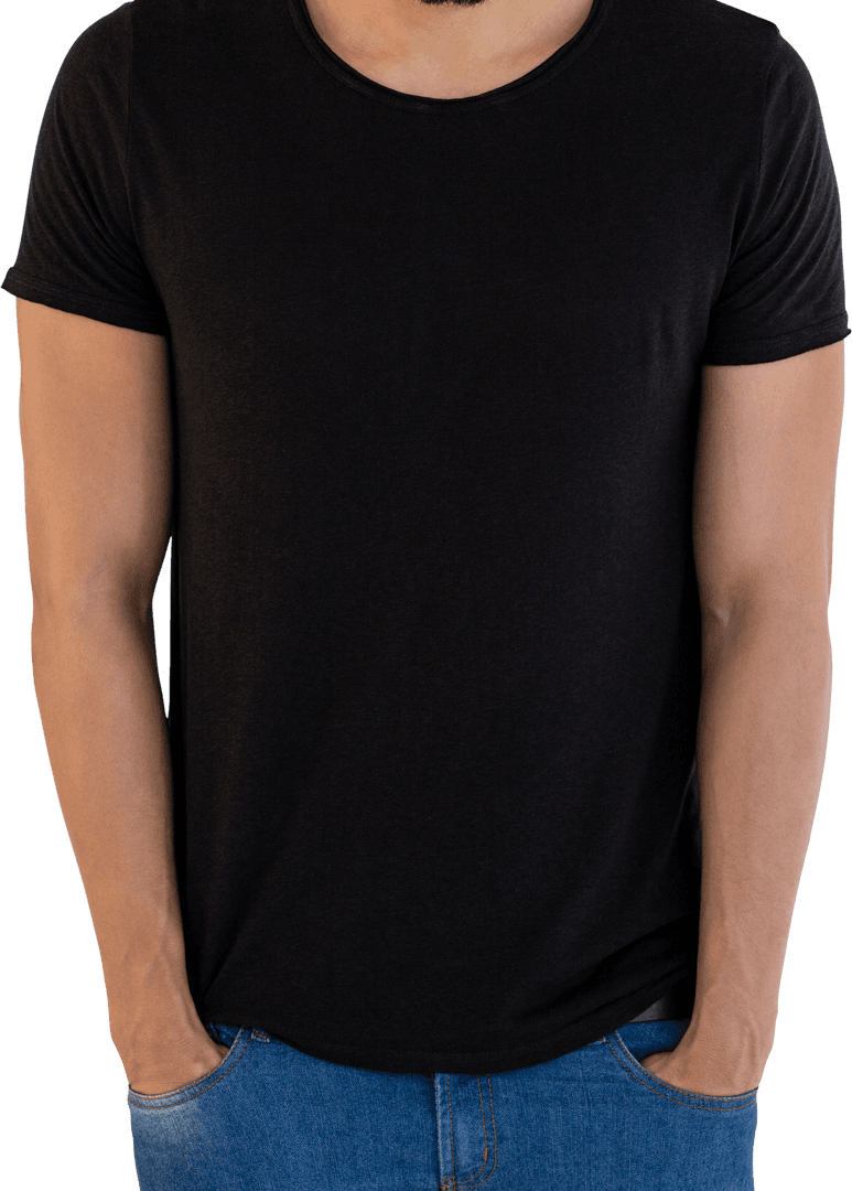 Man in Black T-Shirt and Jeans on Transparent Background