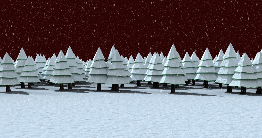 Snowy Winter Night with Evergreen Trees