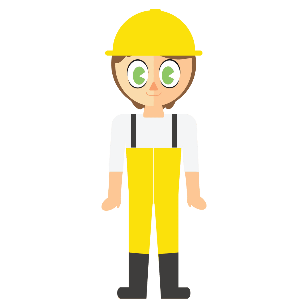Character with Yellow Helmet on Transparent Background for Construction Concepts