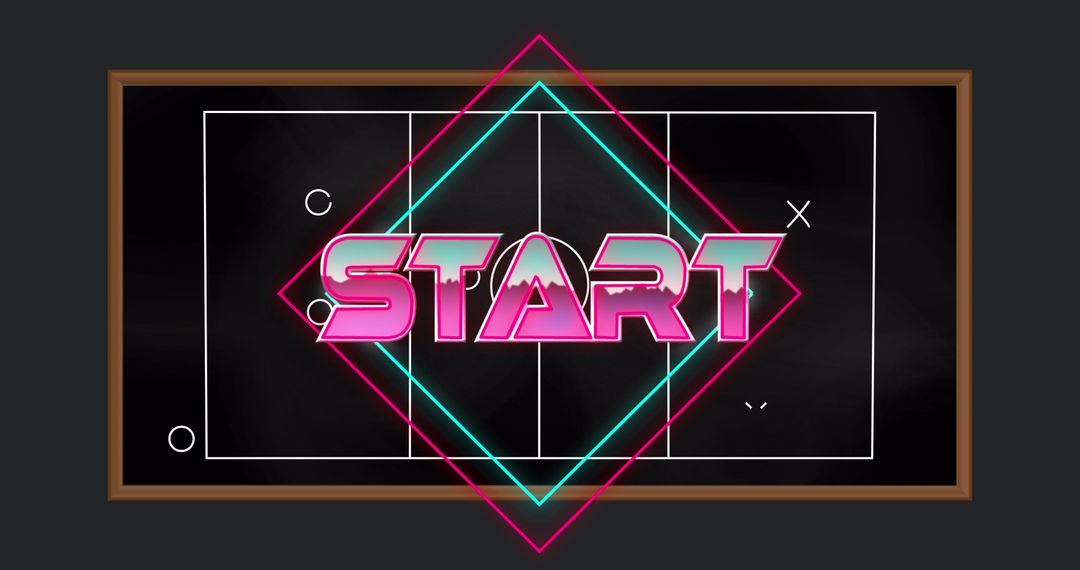 Start Banner with Neon Glow on Tactical Game Board