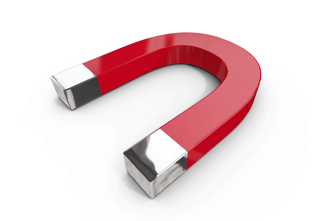 Digital PNG Red U-Shaped Magnet on Transparent Background