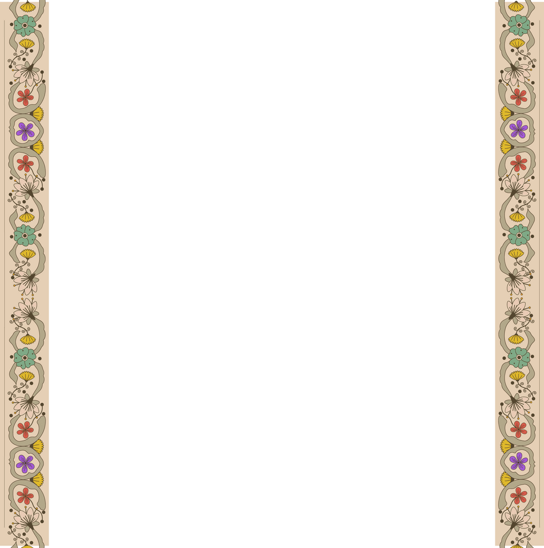 Transparent Ornamental Beige Floral Border on Teal