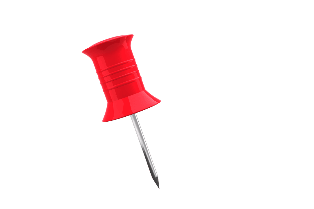 Red Thumbtack on Transparent Background Isolated