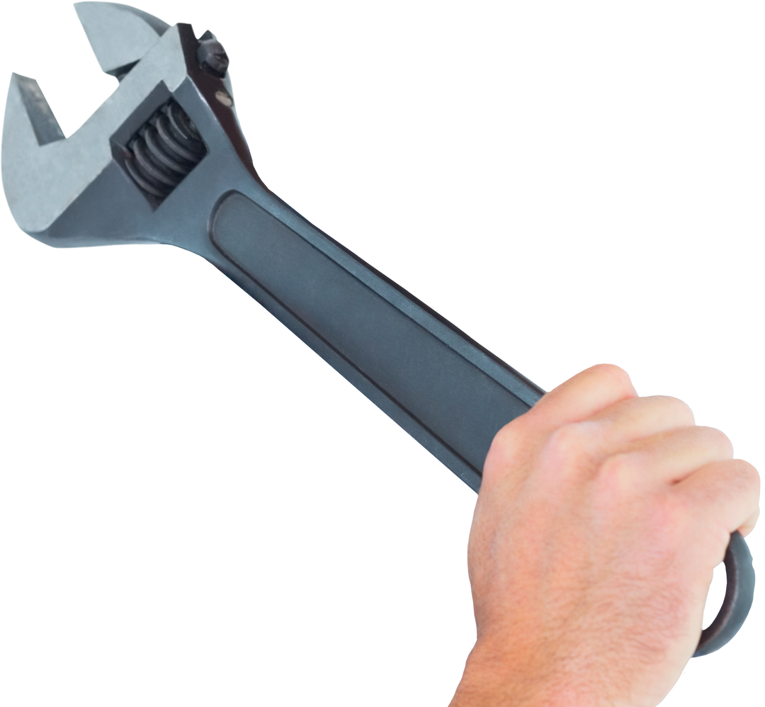 Hand Holding Large Metal Adjustable Wrench Isolated on Transparent Background - Download Free Stock Images Pikwizard.com