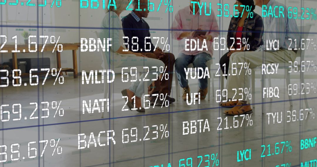 Financial Data Overlay on Support Group Meeting Discussion