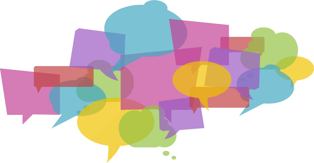 Colorful Transparent Speech Bubbles on White Background