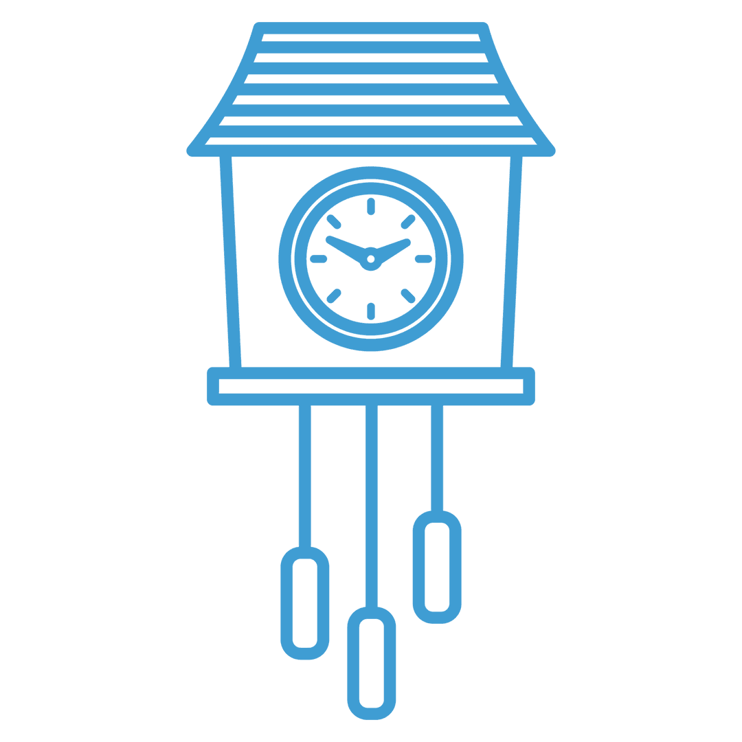 Classic Blue Cuckoo Clock Illustration on Transparent Background