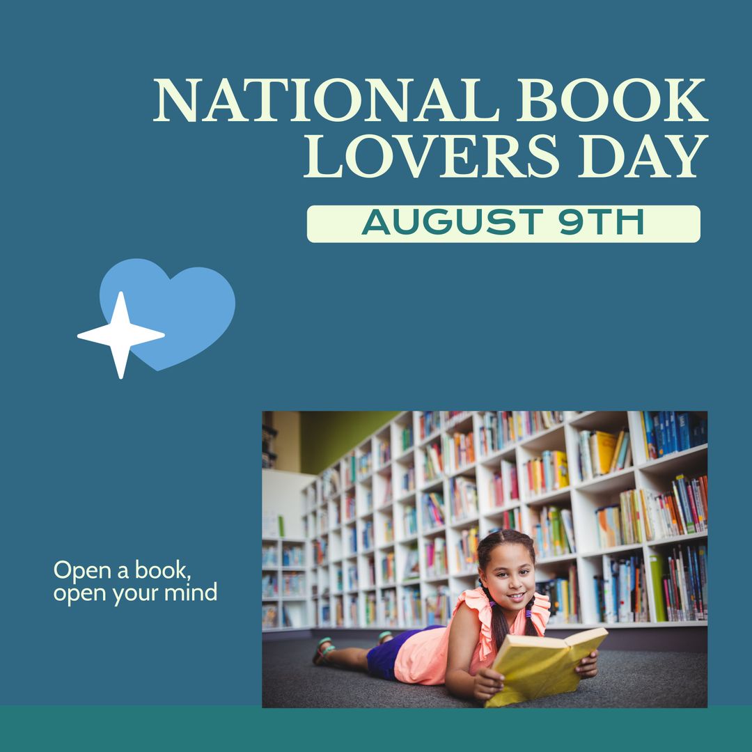 National Book Lovers Day Young Girl Reading in Library