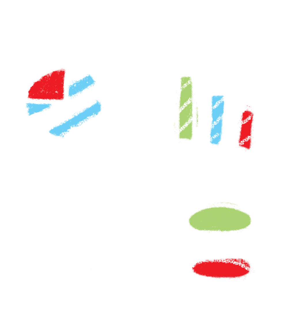 Chalkboard Illustrations of Transparent Data Charts and Graphs