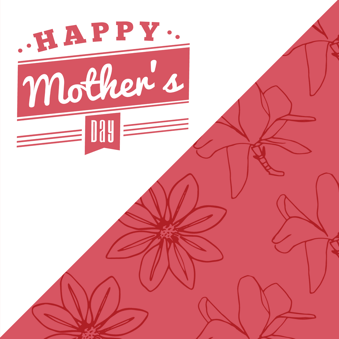 Transparent Mother's Day Floral Vector with Red Blossoms