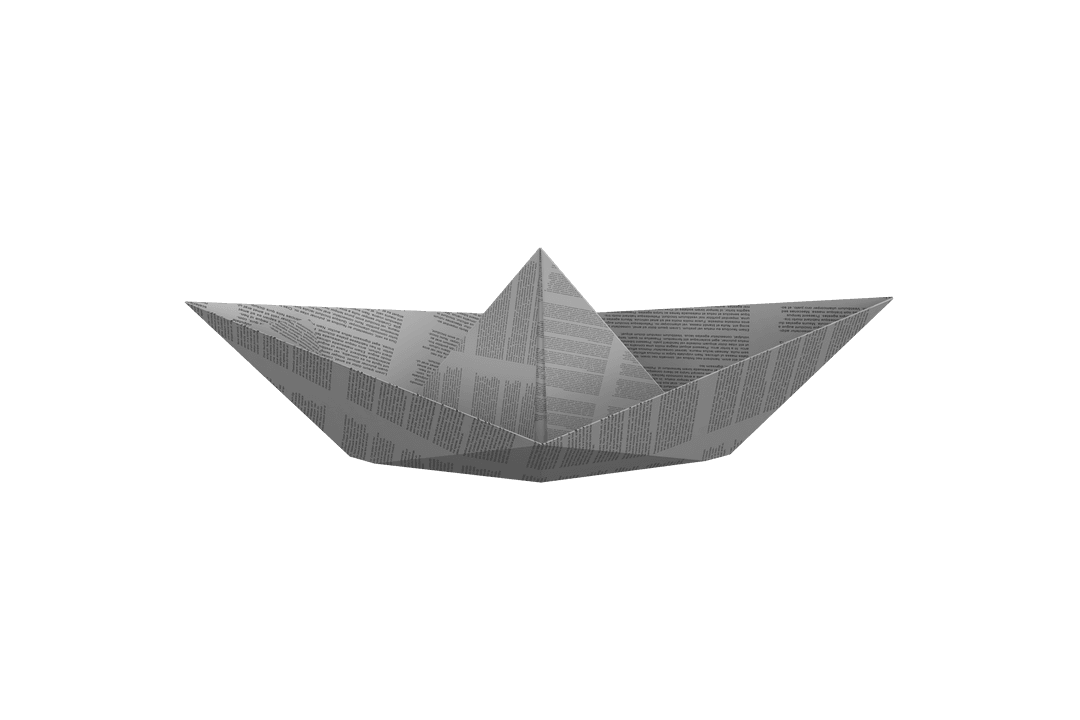 Transparent Origami Newspaper Boat with Text