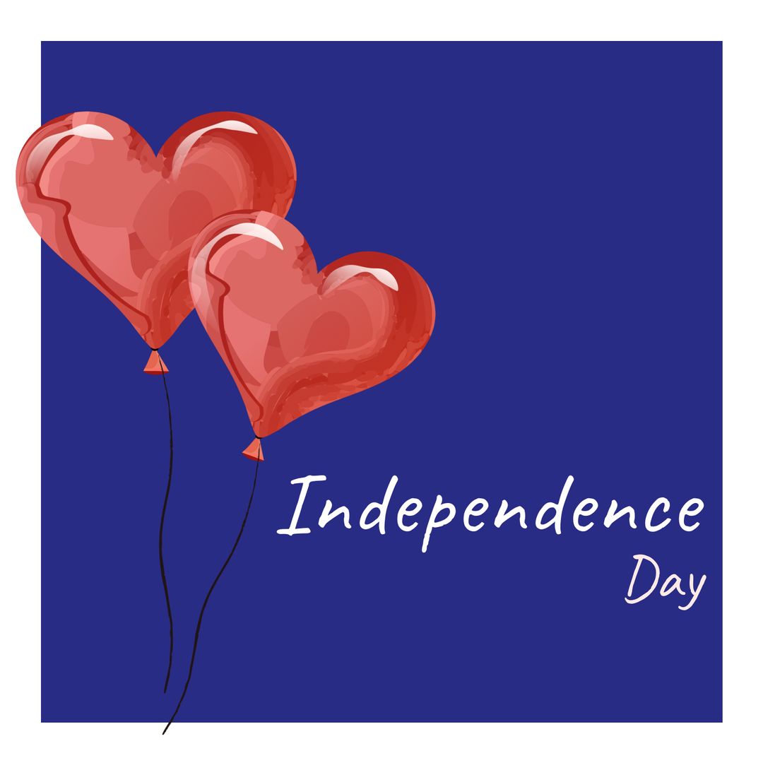 Heart-Shaped Balloons Celebrating Independence Day on Blue Background