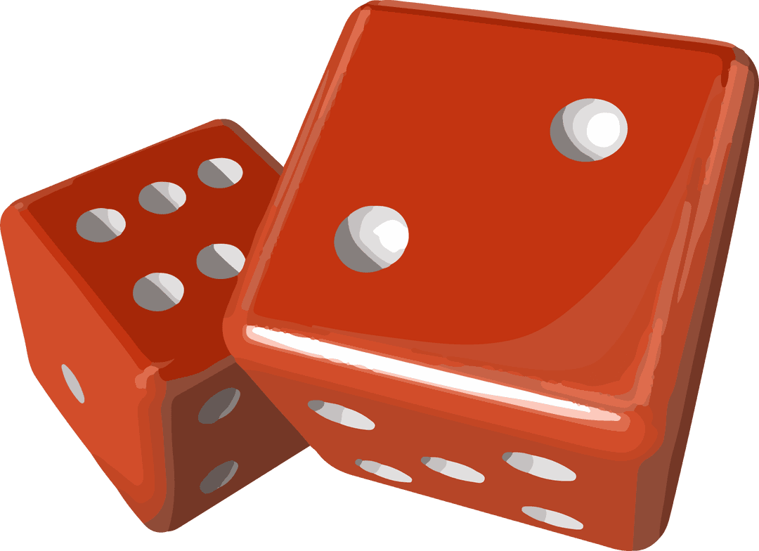 Glossy Red Dice on Transparent Background Illustrating Gaming Concept