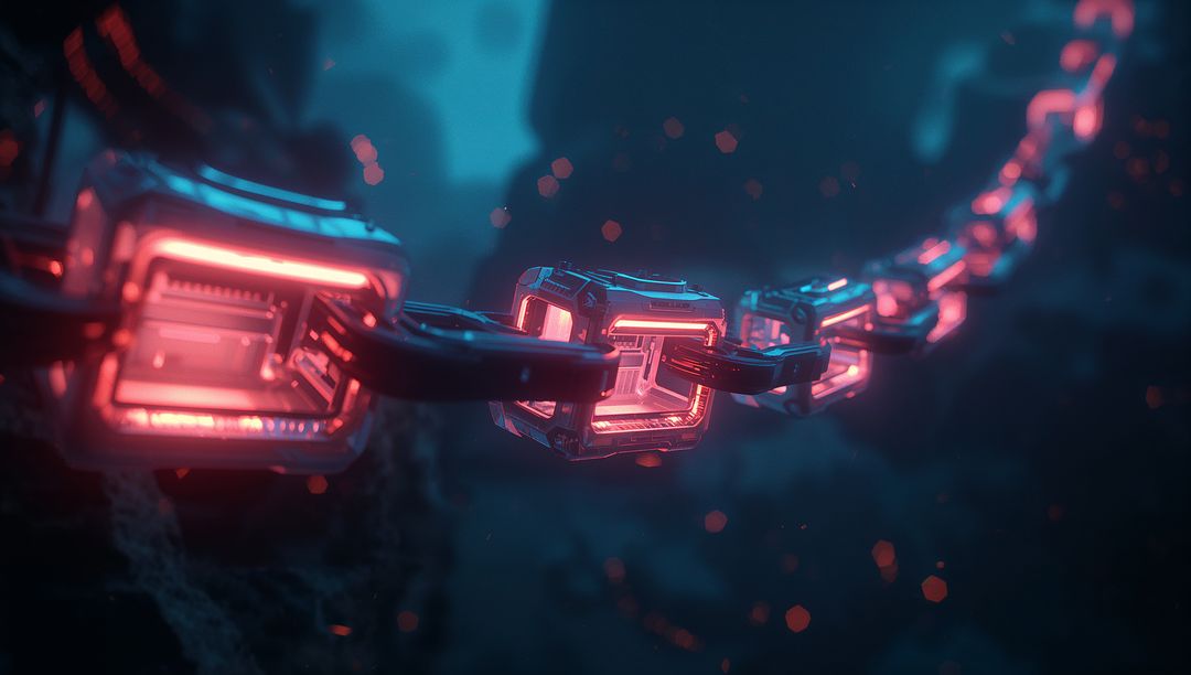Futuristic Neon Chain Linking Digital Worlds