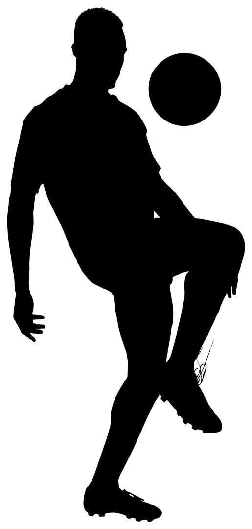 Silhouette of Soccer Player Performing Tricks on Transparent Background