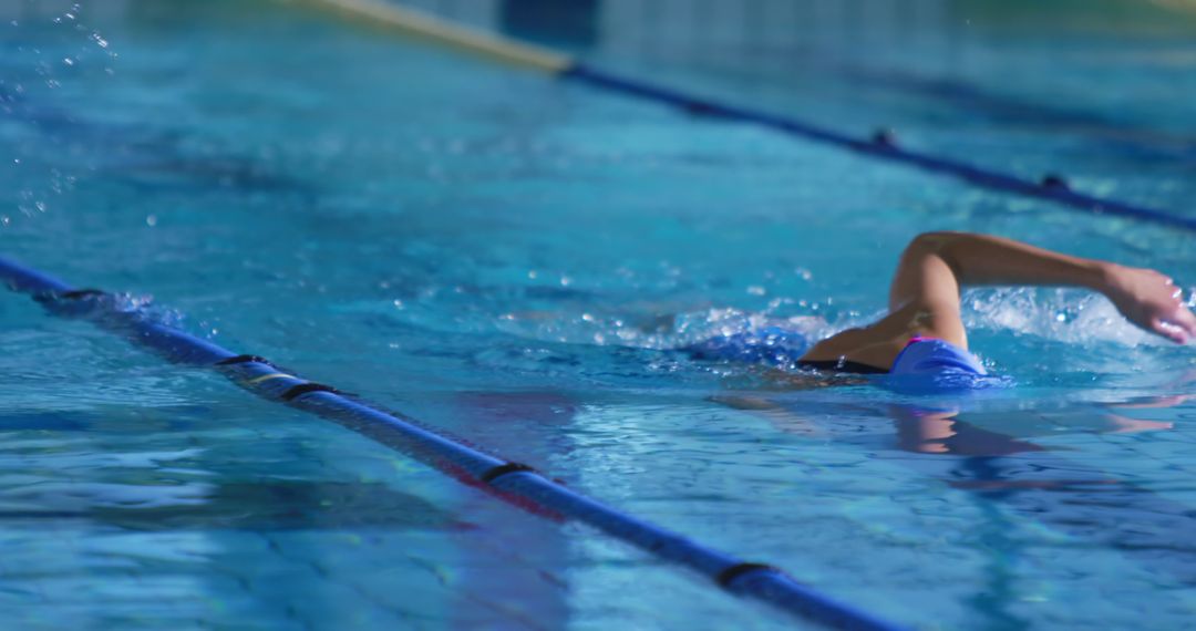 Swimmer Performing Freestyle in Indoor Swimming Pool - Free Images, Stock Photos and Pictures on Pikwizard.com