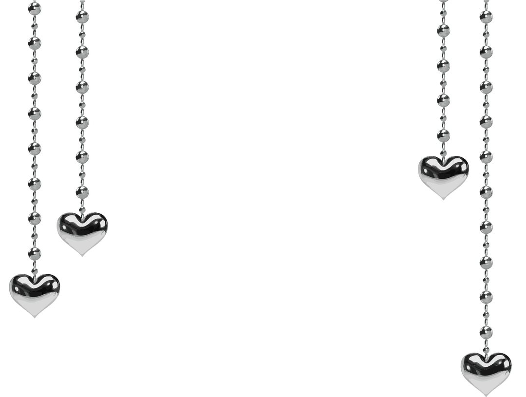 Metallic Heart Pendent Chains with Transparent Background