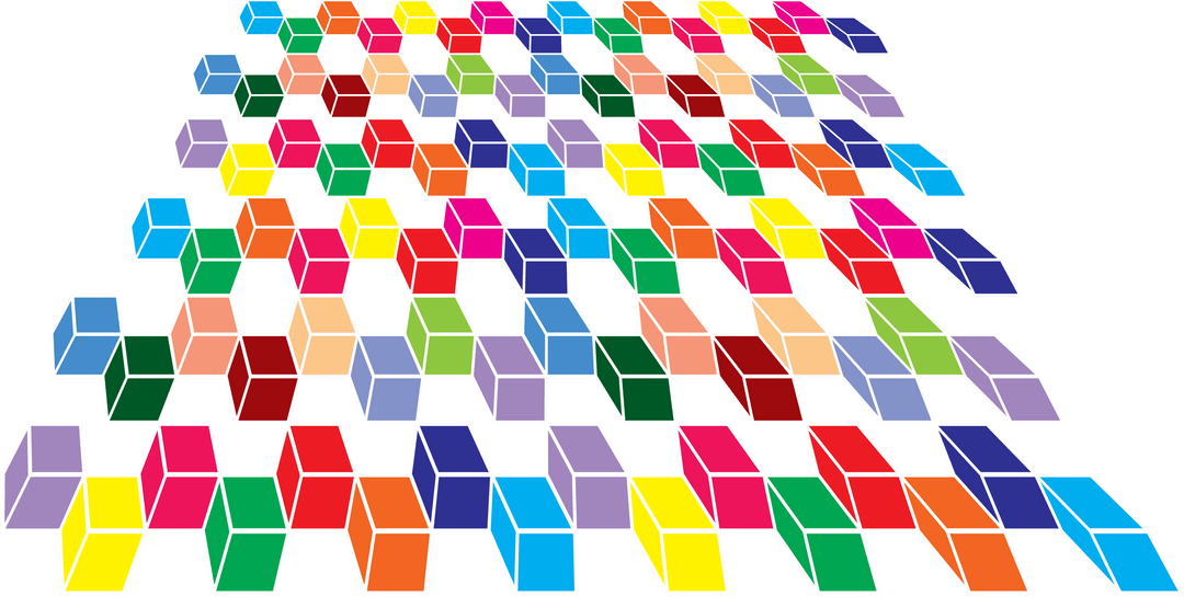 Transparent Vibrant Geometric Cubes Pattern Design