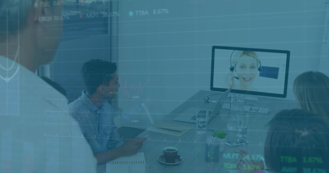 Global Team Video Conference with Digital Interface and Data Integration