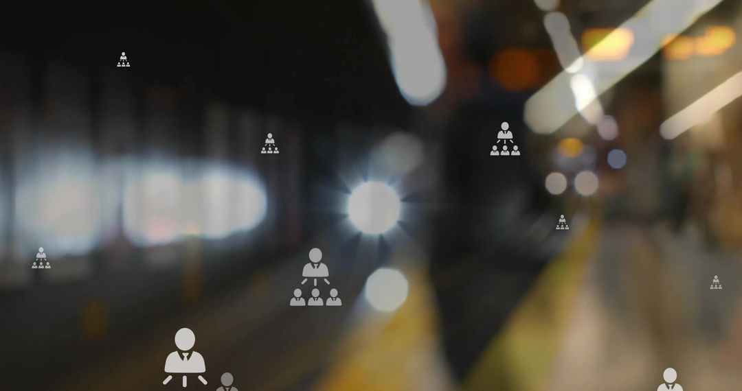 Business Network Icons Over Blurred Subway Scene Symbolizing Innovation