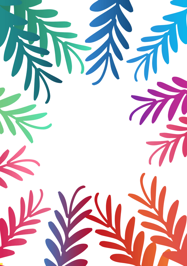Colorful Leaves Illustration with Copy Space on Transparent Background