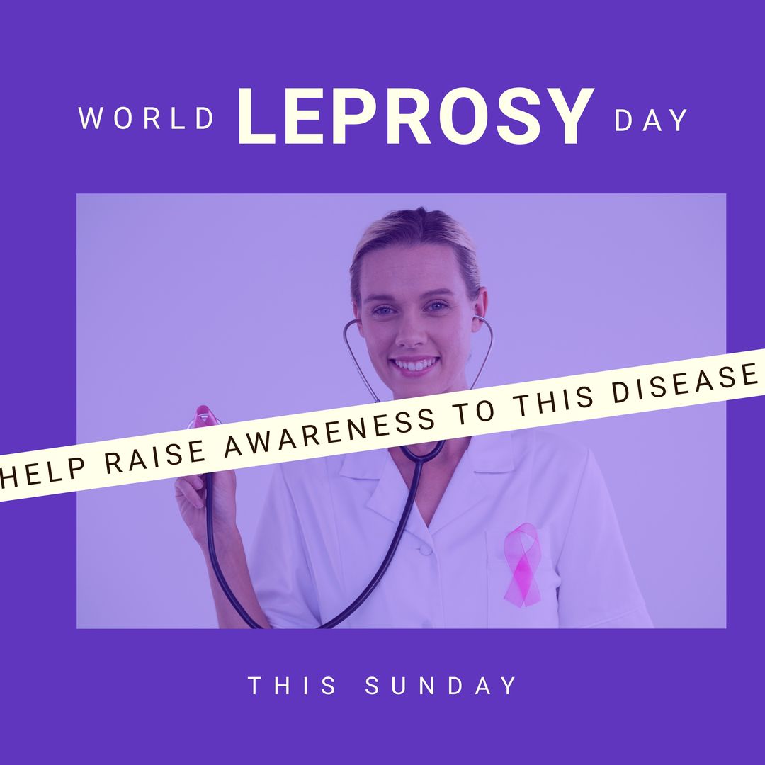 Composition of world leprosy day text with female doctor with stethoscope and purple background - Download Free Stock Templates Pikwizard.com
