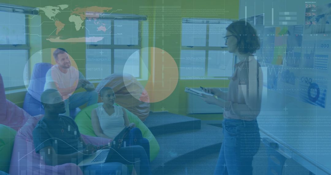 Diverse Team Meeting with Business Data Analytics in Modern Office