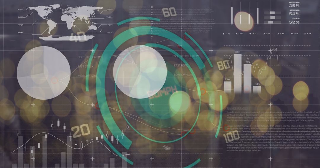 Abstract Digital Interface with Floating Data Visualization Elements - Free Images, Stock Photos and Pictures on Pikwizard.com