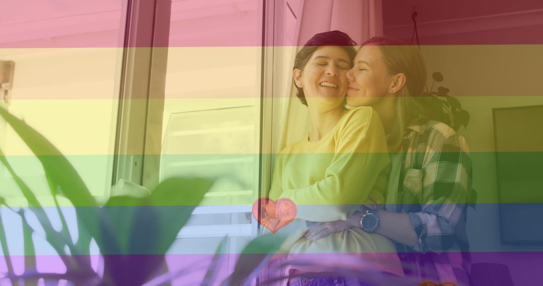 Loving LGBTQ Couple Embracing at Home