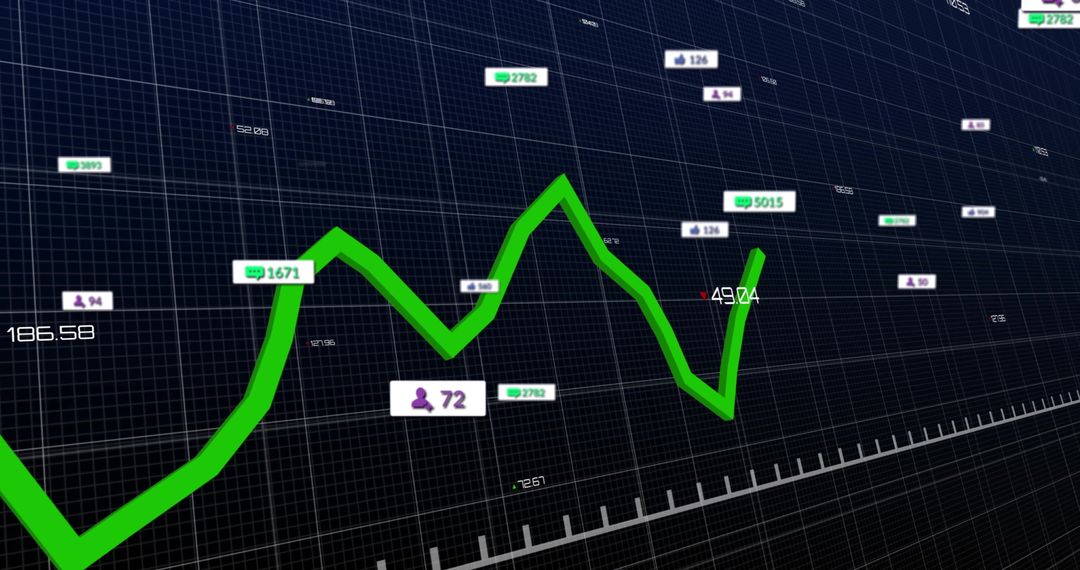 Interactive Green Line Graph on Analytics Dashboard with Statistics