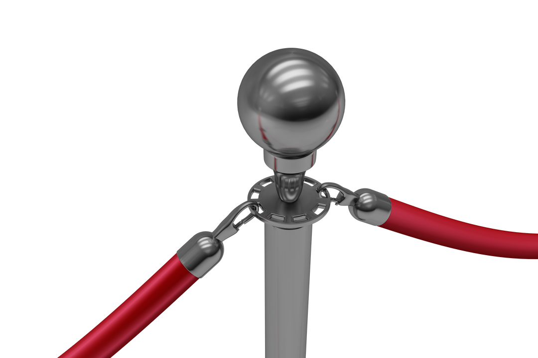 Close Up of Metallic Bollard with Red Rope Barrier on Transparent Background - Download Free Stock Images Pikwizard.com