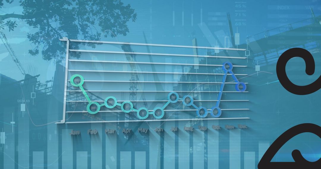 Line Chart Over Construction Site Highlighting Urban Progress