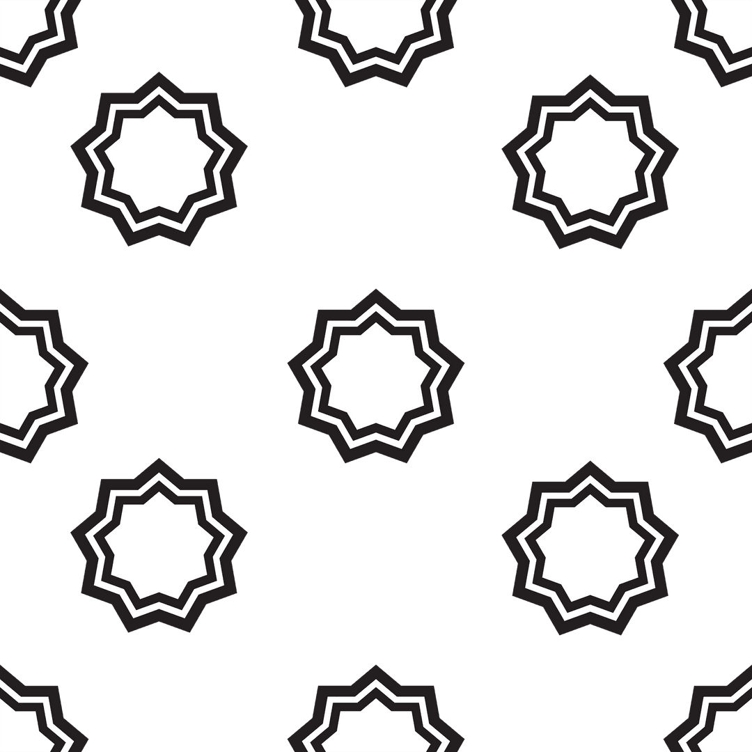 Seamless Black and White Star Pattern on Transparent Background