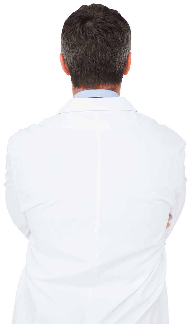 Back View of Doctor on Transparent Background for Medical Uses